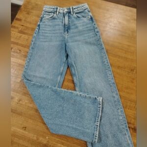 H&M Light Wash Straight Wide Leg High Rise Jeans - Classic Denim Kids Size 14